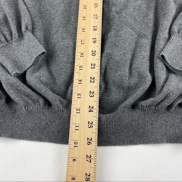 Chaps Sweater Mens XL Gray Red Plaid Elbow Patches Vneck - Picture 6 of 9